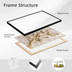 Luxury White Magnolia Flower Wall Art Gold Branch Crystal Accents Elegant 3D Floral Sculpture for Living Room Bedroom Home Decor (Black Framed,12”LX16 W)