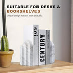 Natural Marble Book Ends - Heavy Duty Bookends for Shelves - Aesthetic Layered Arch Design Stone Book Holders, Modern Office Bookshelf Stopper Decor for Books/CDs (Volakas) - style: Arched-Volakas
