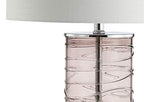 JONATHAN Y 27.5" Smoky Gray Modern Fused Glass Table Lamp Set of 2 for Bedroom Living Room, Coastal Nightstand Bedside Lamp with White Linen Shade, LED Bulbs Included (JYL4016C-SET2) - color: Smoky Gray
