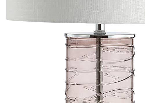 JONATHAN Y 27.5" Smoky Gray Modern Fused Glass Table Lamp Set of 2 for Bedroom Living Room, Coastal Nightstand Bedside Lamp with White Linen Shade, LED Bulbs Included (JYL4016C-SET2) - color: Smoky Gray