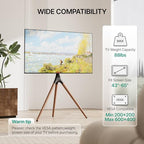 Artistic Easel TV Stand for 43-65 Inch TVs, 180° Swivel Tripod TV Stand up to 88 lbs, Floor TV Mount with Cable Management for Bedroom, Living Room and Corner, Max VESA 600x400mm, Black Walnut