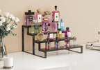 Wood Cologne Organizer for Men,12 Inch 4 Tier Cologne Stand Waterproof Perfume Organizer for Dresser with Anti-Slip Washers,Wooden Display Risers Stand for Party,Makeup,Figures,Cupcake,Perfume,Dessert
