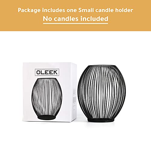 OLEEK Small Outdoor Candle Holders for Patio - Pillar Candle Holder - Black Wire Candle Holder for Table Centerpiece - Iron Lantern Decorative Candles - Farmhouse Decor Fireplace Metal Candle Holders - size: Small (6.1-inch)
