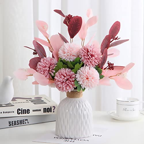 Ceramic Vase-Flower Vase Dried Flower Vase for Modern Home Decor, Fit for Foyer Living Room Fireplace Bedroom Kitchen,Decent Gift, 6.0" H (White) - color: White