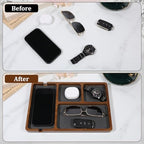Valet Tray for Men, Black Sandalwood Catch All Tray, Wallet Trays Organizer for Nightstand, Desk, Elegant EDC Valet Trays for Keys, Watch, Phone, Jewelry
