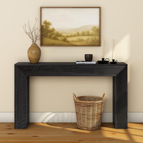 Plank+Beam 56 Inch Camden, Farmhouse Console Table - Solid Pine Wood, Easy Assembly for Living Room or Entryway, Rustic Char - color: Rustic Char, size: 56 Inch
