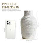 Modern White Ceramic Vase, Boho Flower Vases for Decor, 5.1" W x 8.7" H Modern Vase with Textured Pattern Table Centerpiece for Living Room Office Bedroom (White Vase)