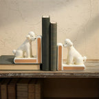 Creative Co-Op 2-Piece Hand-Painted Stoneware Vintage Poodle Bookends, White and Gold Finish