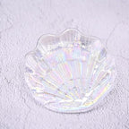 Glitter Glass Jewelry Dish Tray Sparkle Iridescent Seashell Shell Soap Dish Jewelry Organizer for Women Girls Jewelry Trays Jewelry Boxes and Organizers