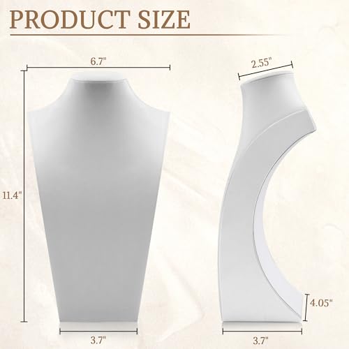 Homeanda Necklace Display Bust - PU Leather Jewelry Bust Stand for Photography, Boutique Display, and Home Organisation(White-11.4"x6.7") - color: White, size: 11.4"x6.7"