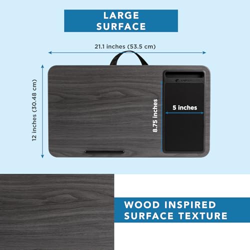 LAPGEAR Home Office Lap Desk with Device Ledge, Mouse Pad, and Phone Holder - Gray Woodgrain - Fits up to 15.6 Inch Laptops - Style No. 91545 - color: Gray Woodgrain, size: Home Office