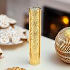 WGVI Hurricane Candle Holder Sleeve, W: 2.5", Ht: 14", Gold Speckled Glass Cylinder Open Both Ends, Chimney Tube Shade, 1 Piece - size: 2.5x14"H