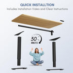 Furmax Electric Height Adjustable Standing Desk Large 55 x 24 Inches Sit Stand Up Desk Home Office Computer Desk Memory Preset with T-Shaped Metal Bracket, Maple - color: Maple, size: 55 Inch
