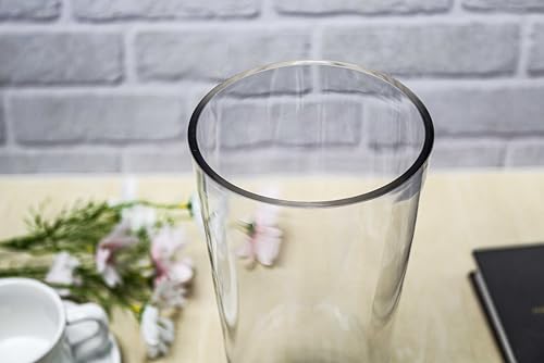 CYS EXCEL 10" Clear Glass Cylinder Vase Taper Down Flower Vase with 5" Wide Opening Elegant Centerpiece for Weddings, Events, and Home Décor - size: 10"H x 5"O x 3.5"B