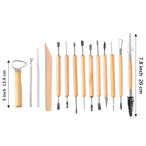 S & E TEACHER'S EDITION 19 Pcs Pottery Tools & Clay Sculpting Tools, Double Sided Ceramic Clay Carving Tool Set for Pottery Modeling Smoothing. - size: 19 PCS