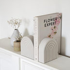 Decorative Concrete Bookends for Heavy Books – Stylish Set of 2, Ideal for Any Bookshelf – Aesthetic Book Holder/Stopper with Anti-Slip Pads for Chic Home, Office, or Library Decor