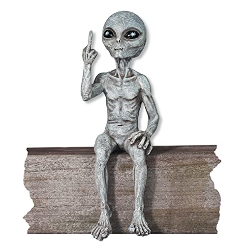 John Bernard & Company Rude Alien Statue “Flipping The Bird” 10″ H Shelf Sitter Extraterrestrial Figurine Funny Home or Garden Decoration (Alien Gray)… - color: Alien Gray