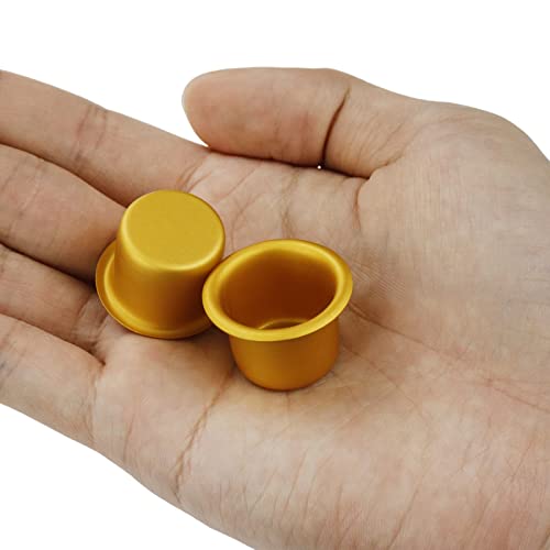 Coshar 30Pcs Candle Holders 3/4" Candlestick Holders Cups Candle Drip Protectors Empty Case for 3/4" Dia. Candle Making, 27x18mm, Copper Gold Color - size: 27x18mm(Gold)