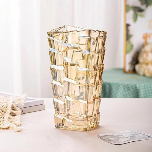 Modern Glass Vases Stair Style Flower Vase Desktop Ornaments Propagation Station Plant Holder for Home Wedding Decor (Amber, Square Stairs) - color: Amber Stairs, size: Square Stairs