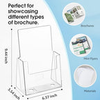 MaxGear Acrylic Brochure Holder 6 x 9 Inches, Clear Plastic Countertop Literature Holders, Bi-fold Flyer Display Stand for Pamphlets, Booklets, Magazines, Menus, Multi Purpose Organizer, 2 Pack - size: 6''x8'', style: 2 Pack