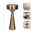 Kate and Laurel Solbrett Modern Sophisticated Metal Drink Table, 10 x 10 x 22, Antique Brass, Contemporary Mini Pedestal Table with Unique Sculptural Design for Use as Indoor Plant Stand - color: Gold