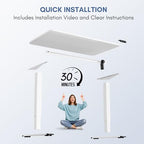 Furmax Electric Height Adjustable Standing Desk Large 48 x 24 Inches Sit Stand up Desk Home Office Computer Desk Memory Preset with T-Shaped Metal Bracket, White - color: White, size: 48 Inch