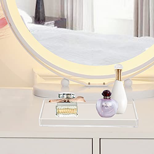 Bigfety Acrylic BathroomTray for Counter, Handmade Clear Trays Sturdy Organizer for Cup, Sponge, Soap, Plant (Large, Clear) - size: 11.2" x 5.9" x 0.9"
