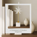 Mystique Small Starburst Statuary – Modern Decorative Object with Marble Base, Metal Stem and Sculptural Flower Top – Contemporary Home Decor Accent for Shelves Tables and Desks, 17", White & Gold - size: 17"
