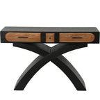 WILLIAMSPACE 47.24" Rectangular Console Table with Cross Leg & 2 Drawers, Mid Century Modern Wooden Entryway Sofa Table Hallway Table for Living Room, Foyer - Black - color: 47.24" Rectangular Console Table With Cross Leg,black