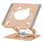 Aoviho Tablet Stand 360° Rotating Aluminum Holder, Adjustable, Portable and Foldable Monitors Stand for iPads, Compatible with 4-12.9" Tablets, Golden - color: Golden
