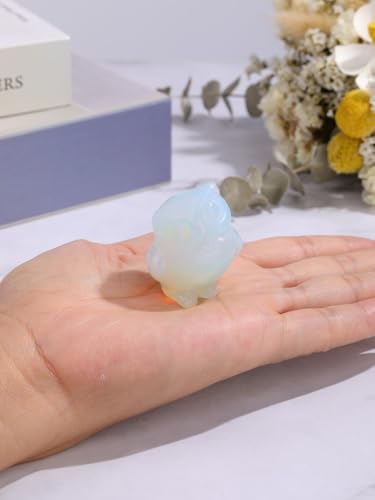 Jovivi Crystal Owl Decor Opalite Healing Stone Crystal Pocket Owls Figurine Statue Hand Carved Polished Natural Gemstone Sculpture Home Office Desk Meditation Gift - color: Opalite