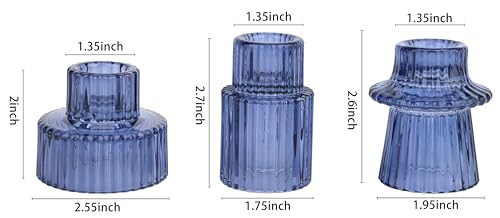 Vixdonos Glass Candlestick Holders Tealight Candle Holders for Table Centerpieces, Wedding Decor and Dinner Party (3 Pcs, Dark Blue) - color: Dark Blue, size: 3 Pcs