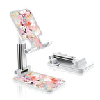 Foldable Phone Stand for Desk, Adjustable Angle of View, Suitable for iPhone, Samsung and Other Smart Phones, Pink Flowers - color: Pink Flowers