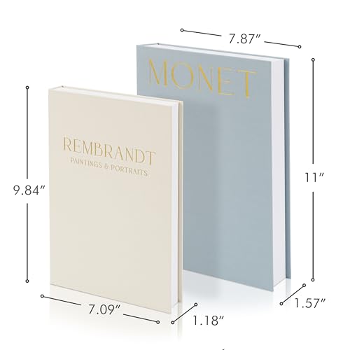 Beautiful Decorative Books - Set of 2 Linen Boxes Enhance Your Coffee Table, Bookshelf or Mantel Decor - Stylish Fake/Faux Books for Modern Home Decoration, Photo Storage and as a Keepsake Box - color: Blue-beige