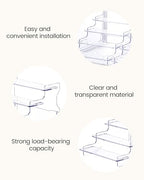 4 Tier Compact Acrylic Display Risers for Perfume, Cupcakes, Figurines – Clear Tiered Tray Stand for Decorative Organizing, Party, Holiday 8.27 IN