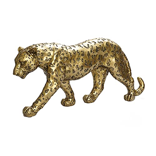 Cheetah Statue Home Decor Leopard Sculpture Resin Sitting Cheetah Figurine Desktop Table Top Ornament Decoration for Home Office-Gold Or Silver (Walking-Champagne Gold) - color: Champagne Gold