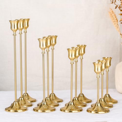 Candlestick Holders, 12PCS Taper Candle Holder for Candlesticks, Gold Candle Holders for Table Centerpiece, Wedding, Party - color: Gold, size: 12pcs