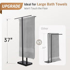 KES Black Towel Racks for Bathroom Freestanding, 37" Equal-Height Standing Towel Rack with Heavy Marble Base, Fits Large Bath Towel, 18/8 Stainless Steel, BTH229-BBK - color: Black Marble & Black Bar, size: 37" H (Equal-height)