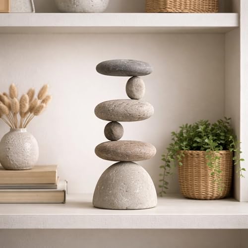 Small Side 2 Side Rock Cairn Sculpture, Garden Decor, Zen Garden, Balanced Pebbles, Stacked Stones, Home Accents, Outdoor, Indoor, Meditation
