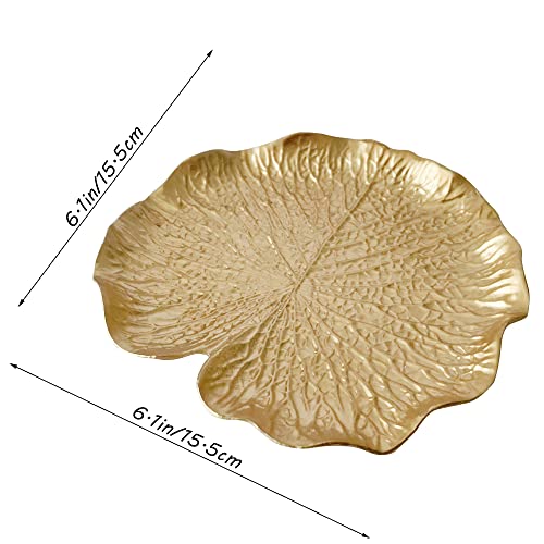 Small Leaf Shaped Trinket Dish, Decorative Gold Jewelry Dish Tray, Ring Hodler Dish Jewelry Organizer - color: Lotus Leaf