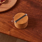 Holcomb Stash Salt Cellar – Handcrafted Ash Wood Salt Box with Lid & Metal Accent Elegant Countertop Luxury Salt Holder for Sea Salt, Spices Modern Kitchen Essentials, Home Decor Hostess Gifts