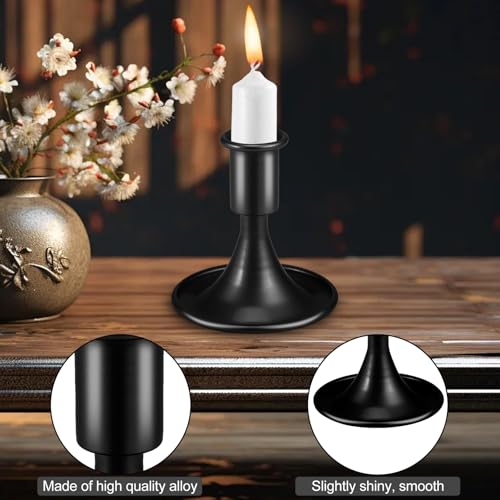 Candlestick Holders,Black Taper Candle Holder,Metal Candles Sticks Holders,Candle Holders for Table Centerpiece Wedding Christmas Table Decor, Set of 6 - color: Black