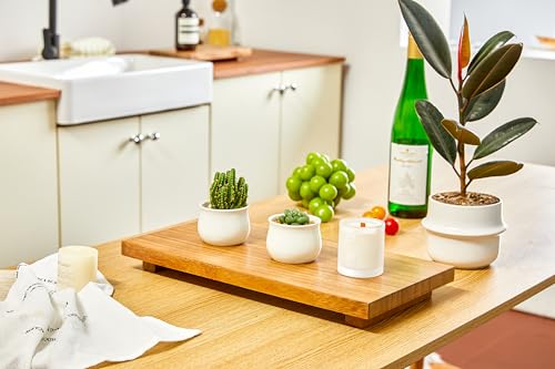 Large 16" Acacia Wood Riser Pedestal Stand – Farmhouse Wood Display Riser for Kitchen and Bathroom Décor - Counter Display, Plant Stand, Jewelry Holder, Vanity Tray, Candle Stand (L:16"x8"x1.57") - size: Large:16"x 8"