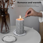 HOMSFOU Clear Glass Pillar Candle Holder Plates, 5.11 Inch Round Crystal Tray - Glass Plate for Aromatherapy Candles, Home Decor, Wedding Banquet, 2 Pack