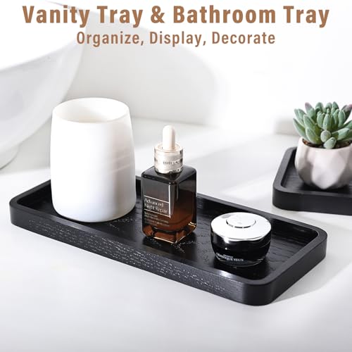 Wooden Bathroom Vanity Tray, 11.8" Bathroom Tray for Home Décor, Countertop Display, Jewelry Organizer, Candle Holder, Wooden Tray for Kitchen Counter，One-piece Red Oak Wood Cutting - size: 11.8" x 5.1" x 0.8"