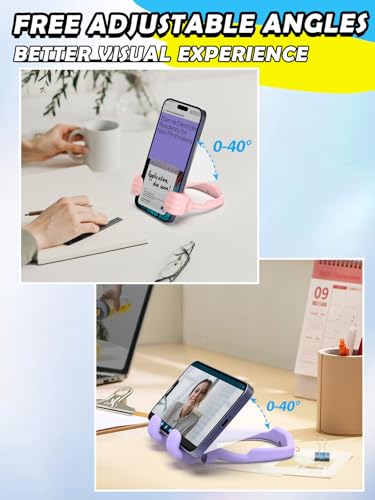 Gifts for Mothers Day Mom Wife Adults Cell Phone Stand: UPGRADE Adjustable Thumbs Up Lazy Phone Holder for Desk Cool Gadgets Stocking Stuffers Birthday Gadget for Teen Girl Gift Trendy Stuff Ideas - color: Purple & Pink, size: 2