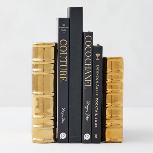 Z Gallerie Ceramic Book Set, Pair of Books Sculptures Elegant Shelf & Table Decor for Living Room, Bedroom & Office, Gold - color: Glod