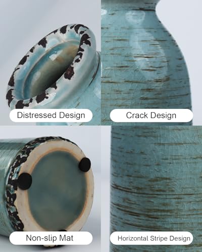 Morandi Ceramic Vase Set of 3 – Handmade Pottery Vases, Glazed Vintage Decor for Living Room, Table Centerpiece & Modern Rustic Home Styling - color: Morandi Colors01