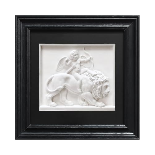 FOLKOR LIFE Cherub Angels Framed Wall Art Sculpture for Modern Classical Decor, Black and White Wall Decor Greek Mythology Cupid Classic Artwork Figurines for Room Decor, Gift for Anniversary - color: Cupid Statue SY02