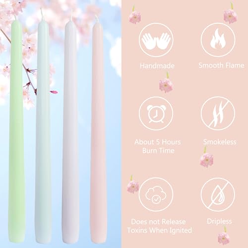 10 Inch Taper Candles Handmade Smokeless Set of 4 – Unscented Tapered Candles in Candy, Candle Sticks for Wedding, Home Decor, and Dinner Table - color: Candy 4PC
